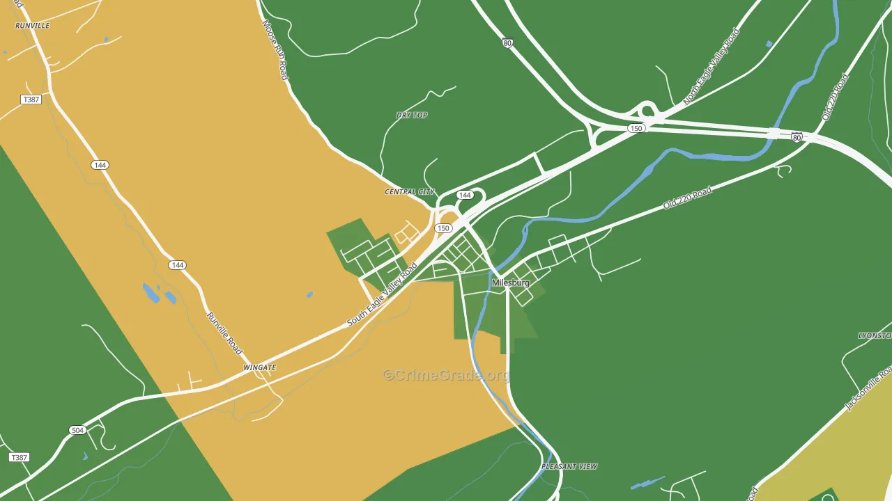 Milesburg, PA Map of Assault Rates