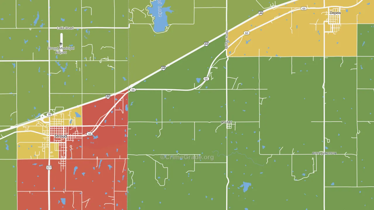 Milfay, OK Map of Assault Rates
