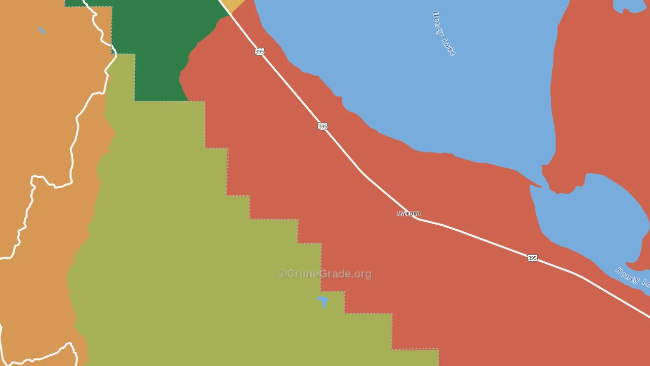 Milford, CA Map of Assault Rates