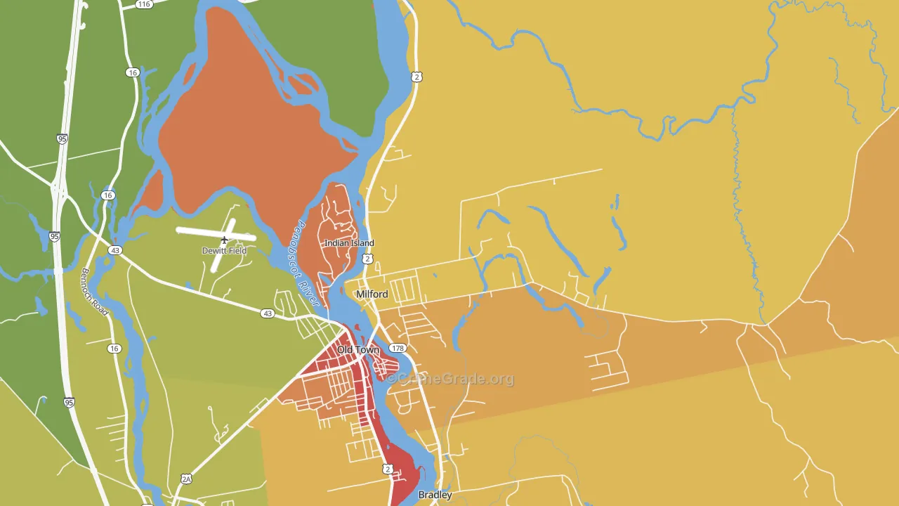 Milford, ME Map of Assault Rates