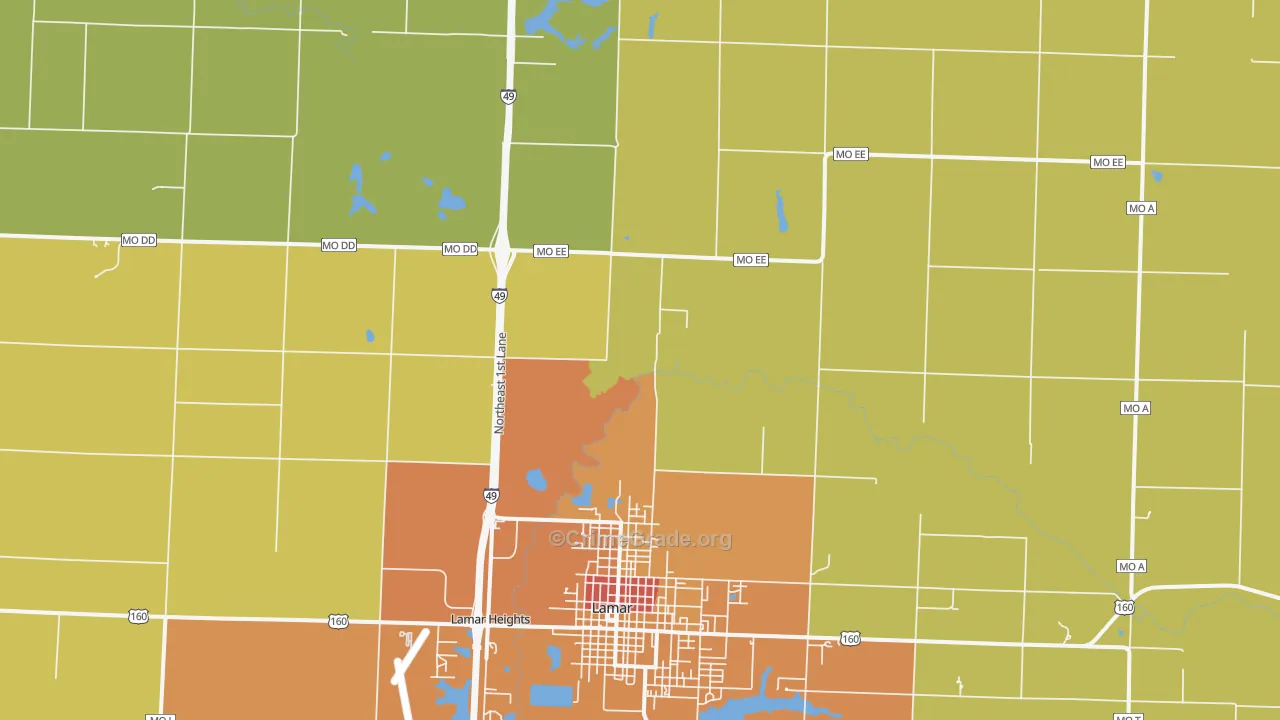 Milford, MO Map of Assault Rates