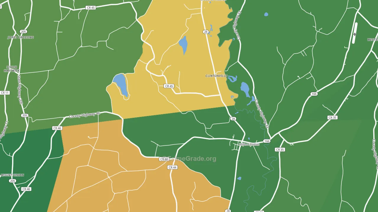 Milford, NY Map of Assault Rates