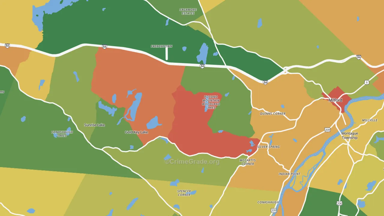 Milford, PA Map of Assault Rates