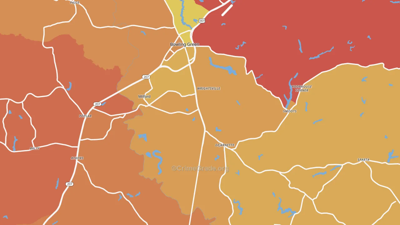 Milford, VA Map of Assault Rates