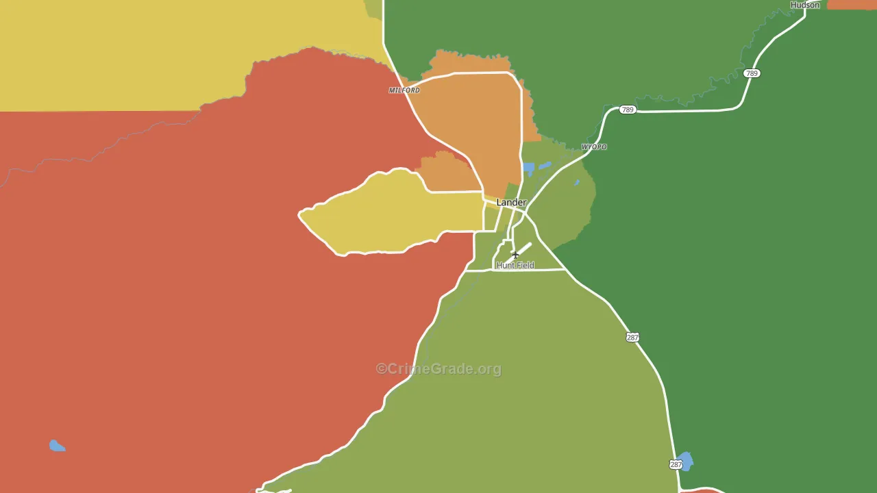 Milford, WY Map of Assault Rates