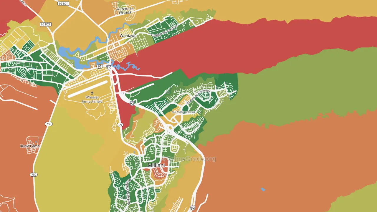 Mililani Mauka-Launani Valley, Mililani, HI Map of Assault Rates