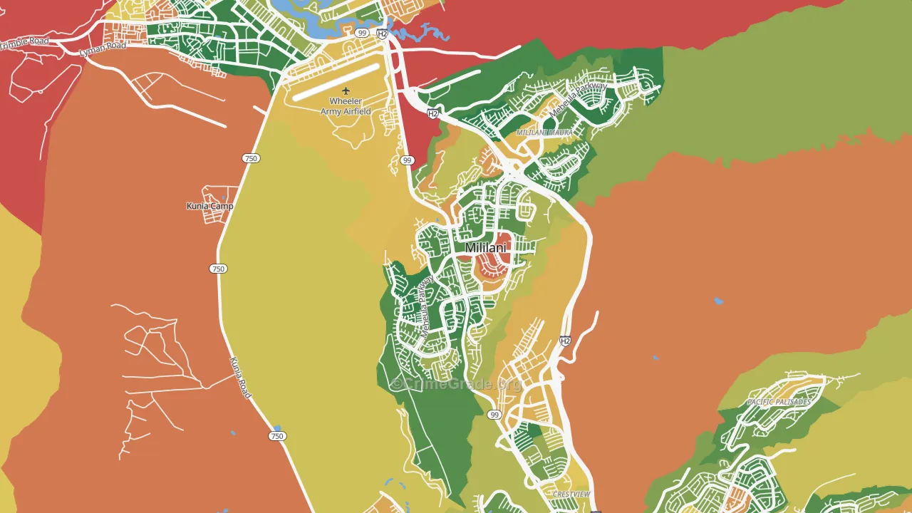 Mililani Waipio Melemanu, Mililani, HI Map of Assault Rates
