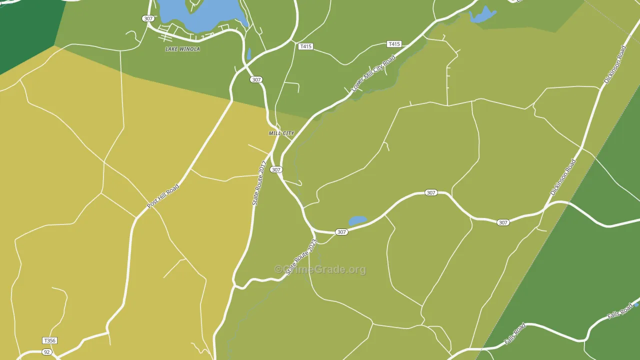 Mill City, PA Map of Assault Rates