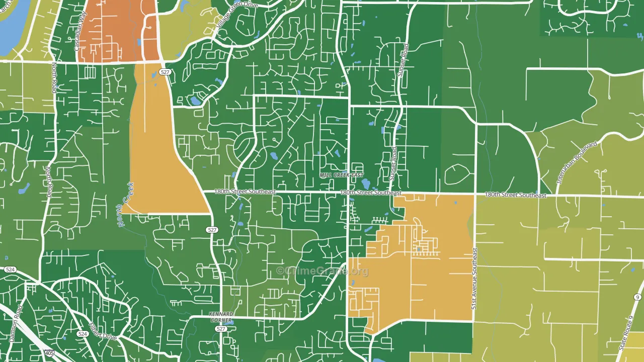 Mill Creek East, WA Map of Assault Rates