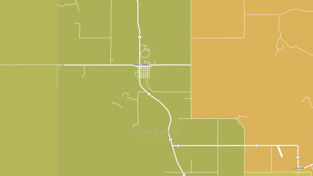 Mill Creek, OK Map of Assault Rates