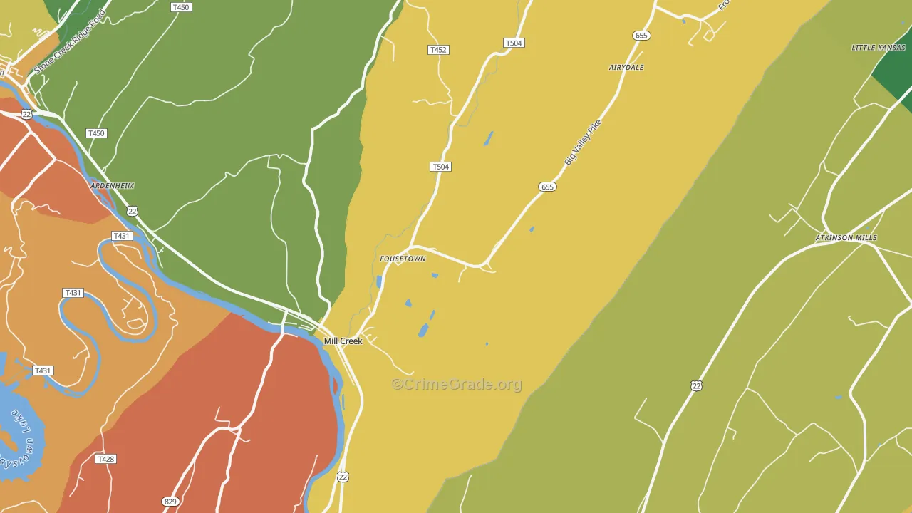 Mill Creek, PA Map of Assault Rates