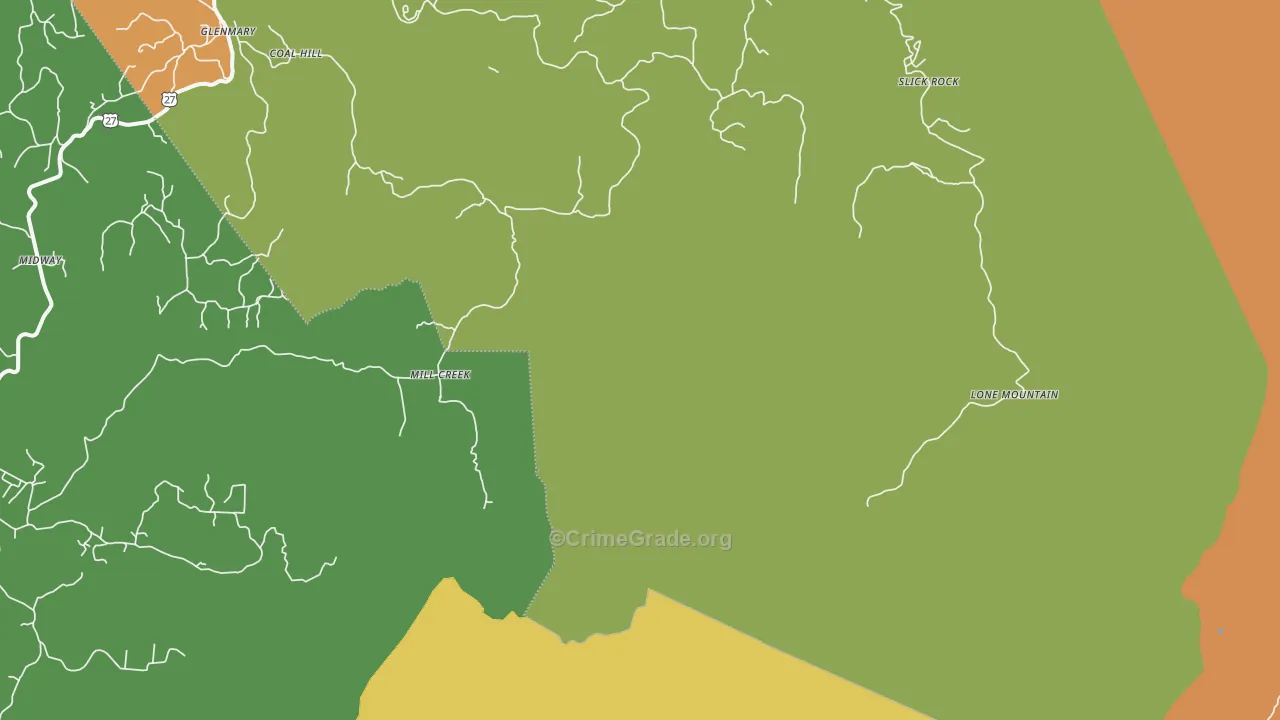 Mill Creek, TN Map of Assault Rates