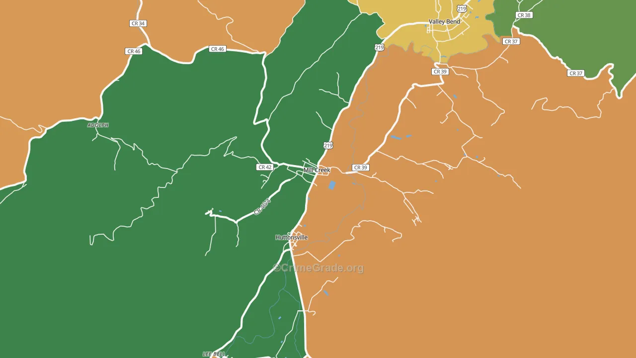 Mill Creek, WV Map of Assault Rates