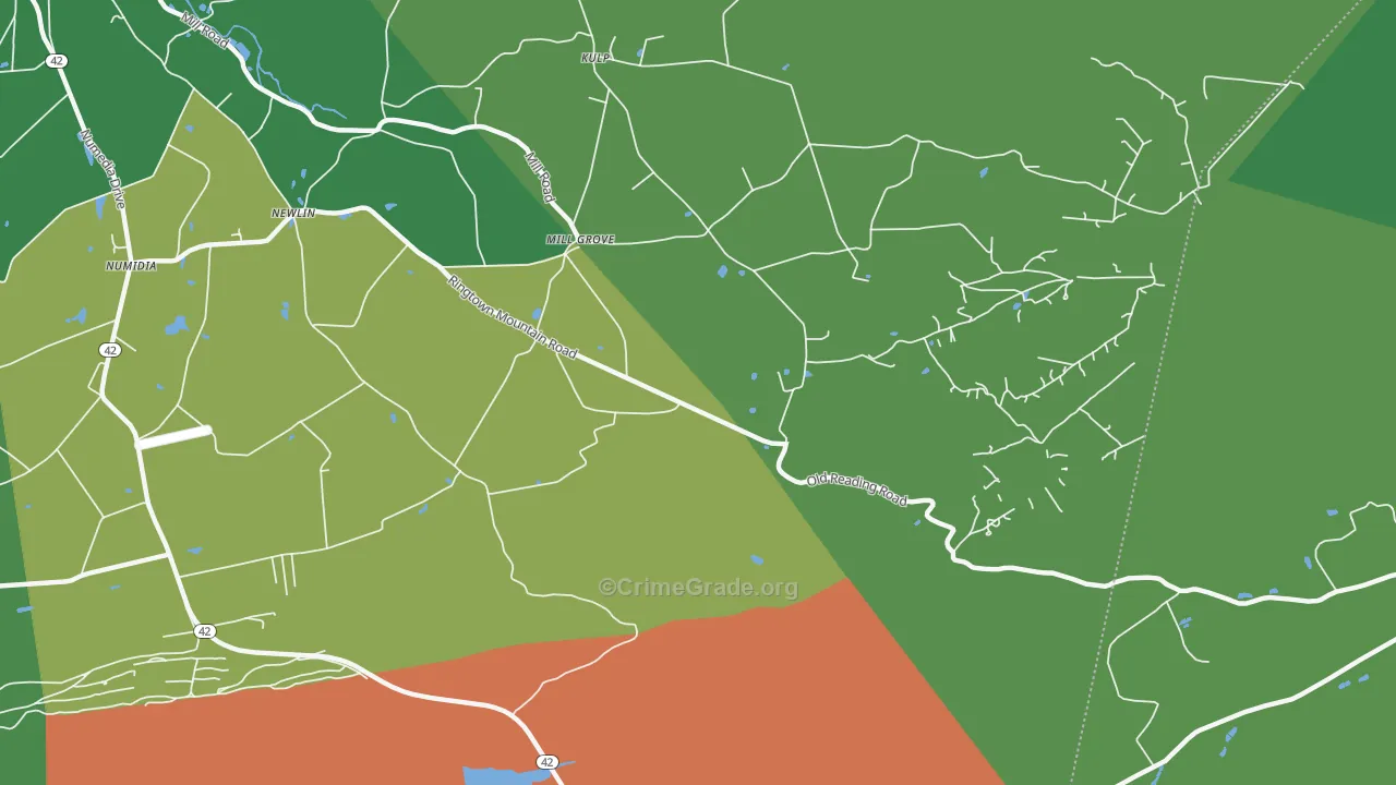 Mill Grove, PA Map of Assault Rates