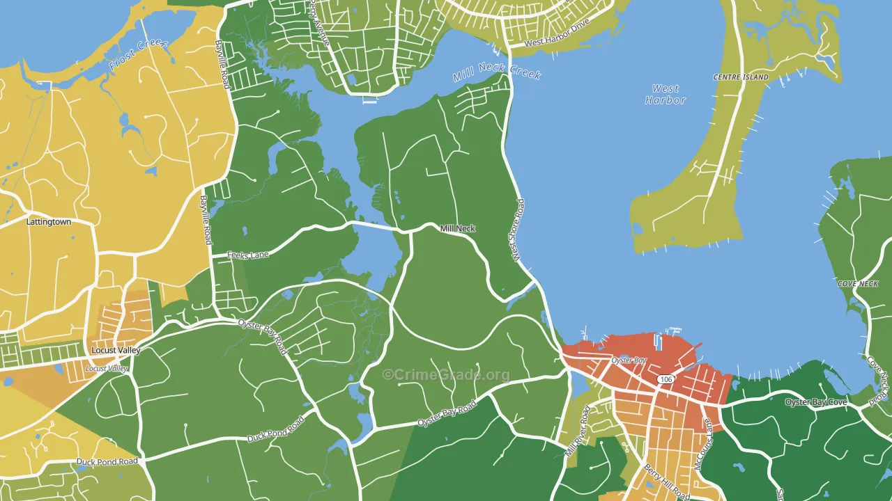 Mill Neck, NY Map of Assault Rates