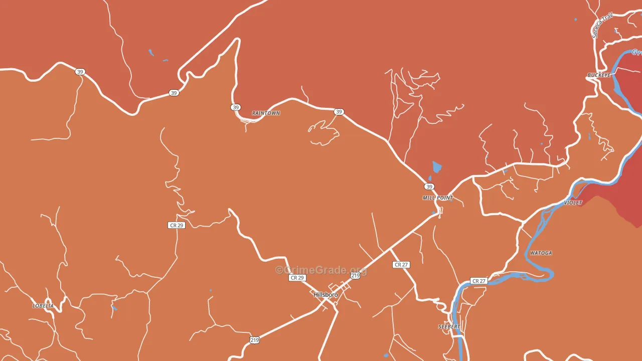 Mill Point, WV Map of Assault Rates