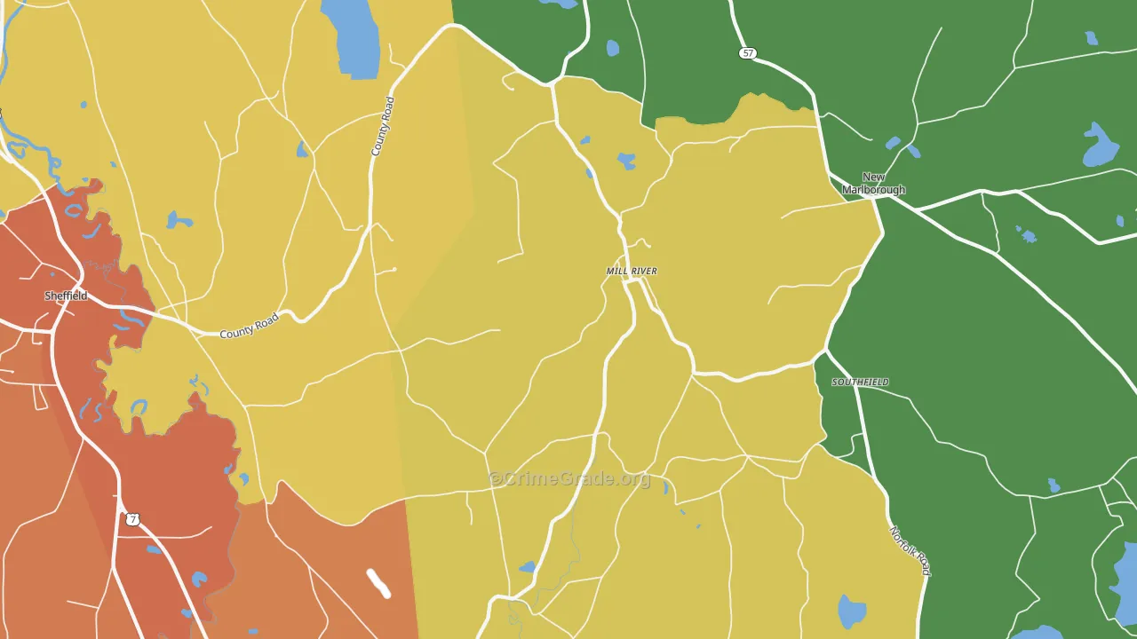 Mill River, MA Map of Assault Rates