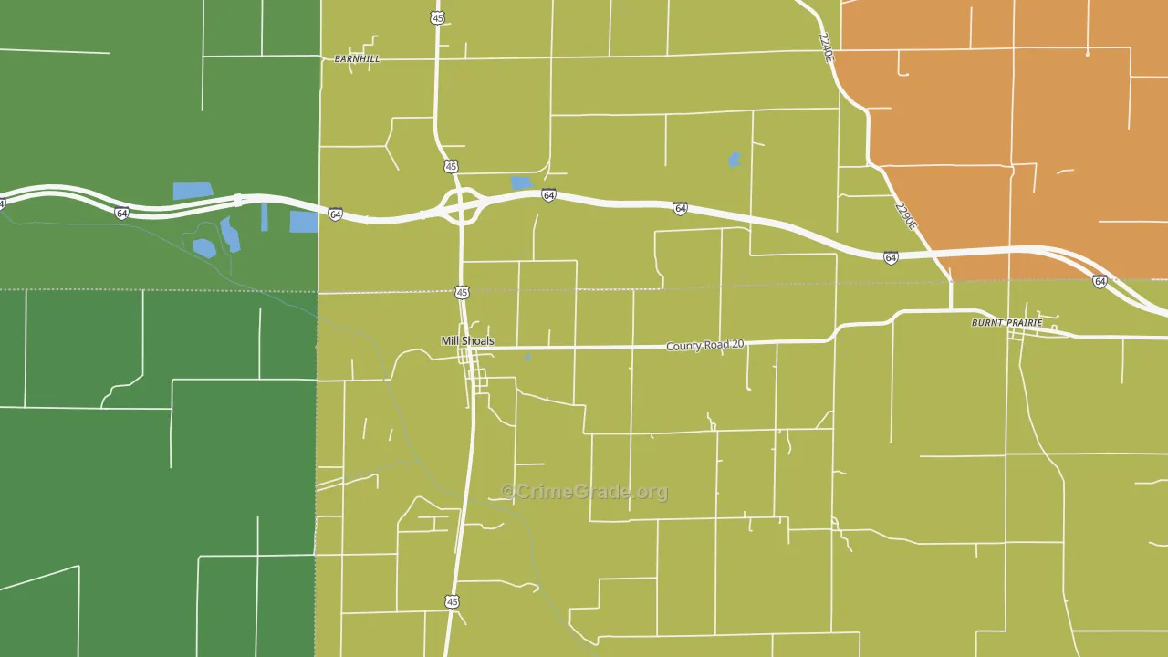 Mill Shoals, IL Map of Assault Rates
