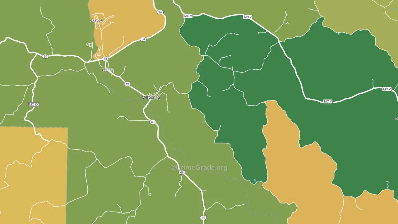 Mill Spring, MO Map of Assault Rates