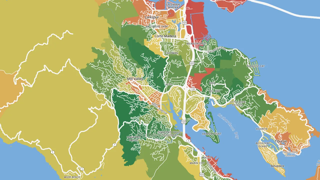 Mill Valley, CA Map of Assault Rates