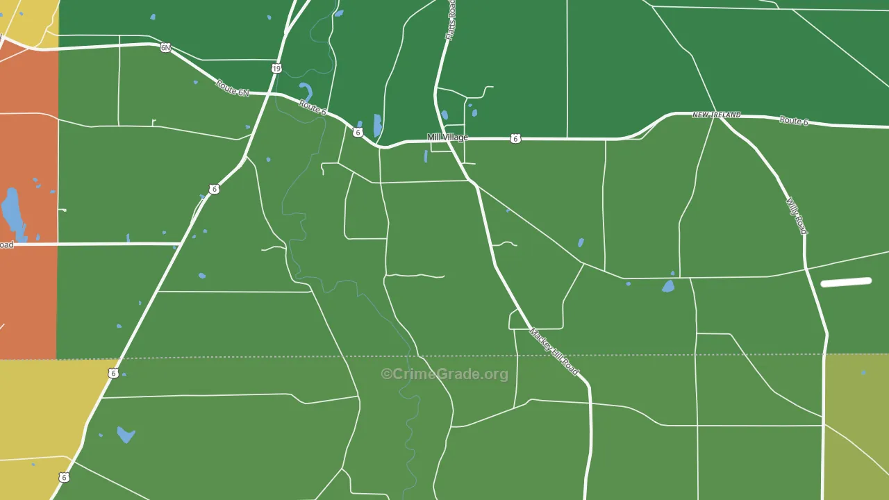 Mill Village, PA Map of Assault Rates