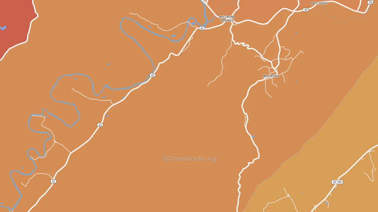 Millboro Springs, VA Map of Assault Rates