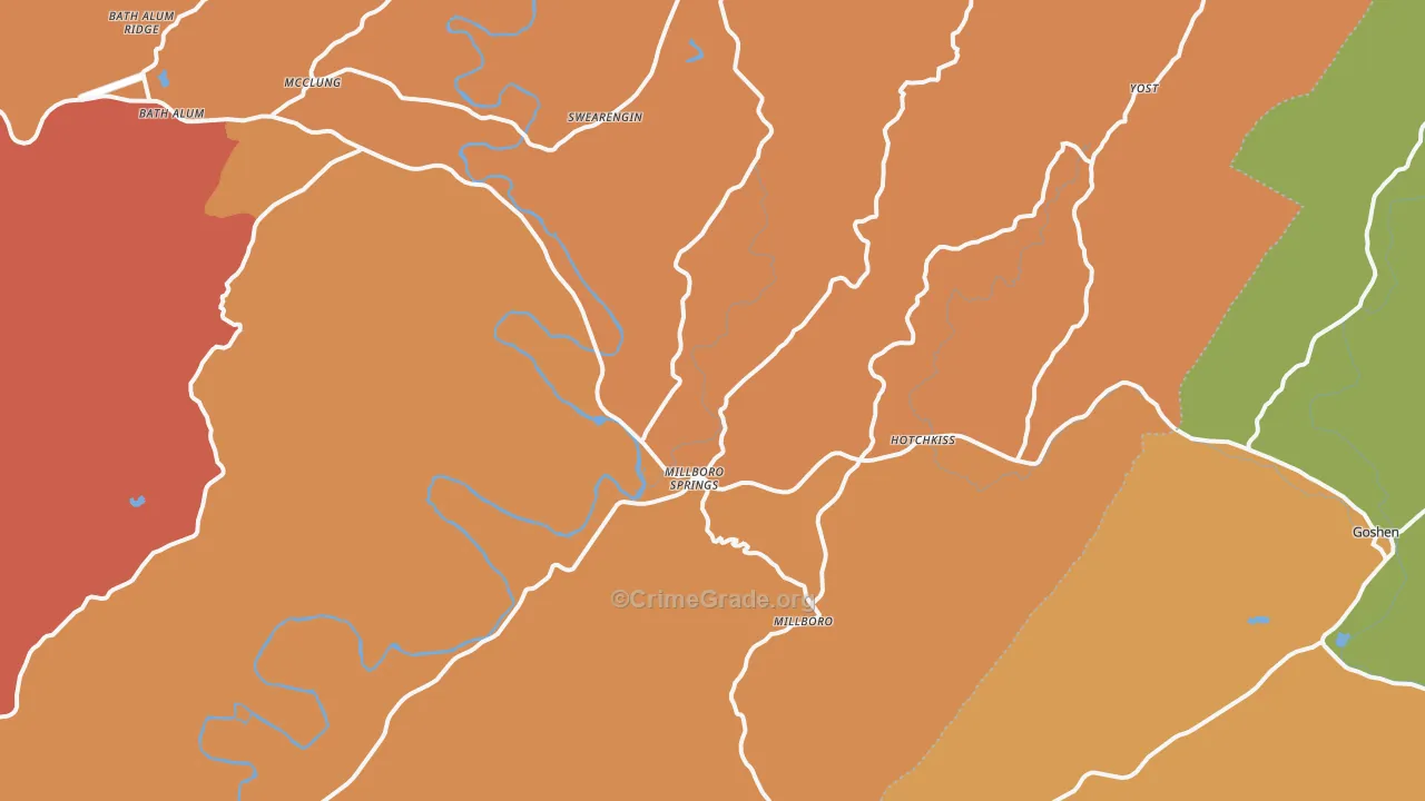 Millboro, VA Map of Assault Rates