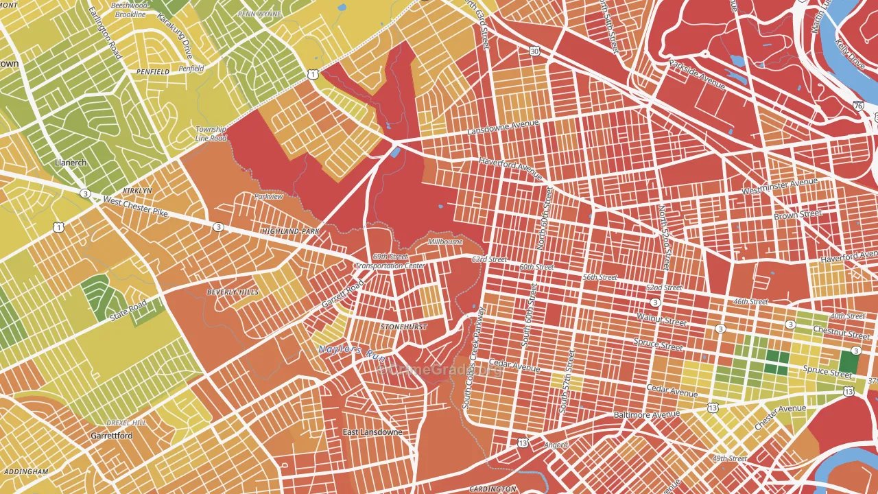 Millbourne, PA Map of Assault Rates