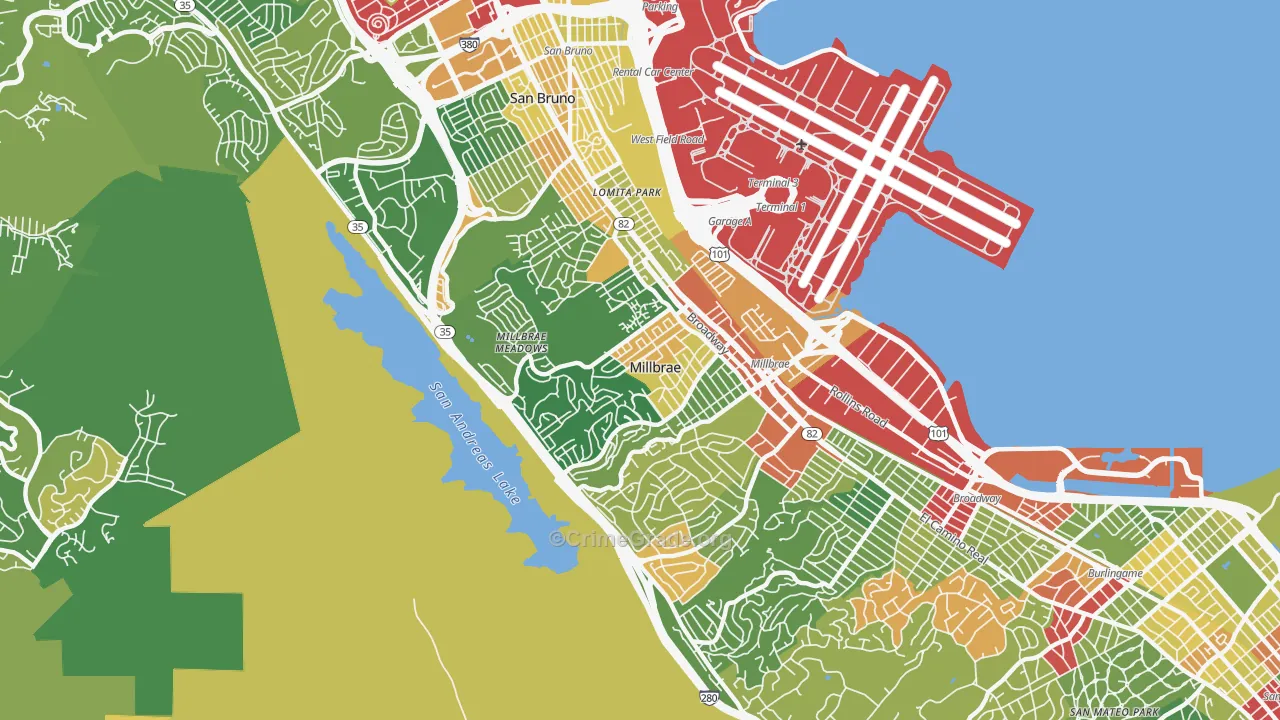 Millbrae, CA Map of Assault Rates