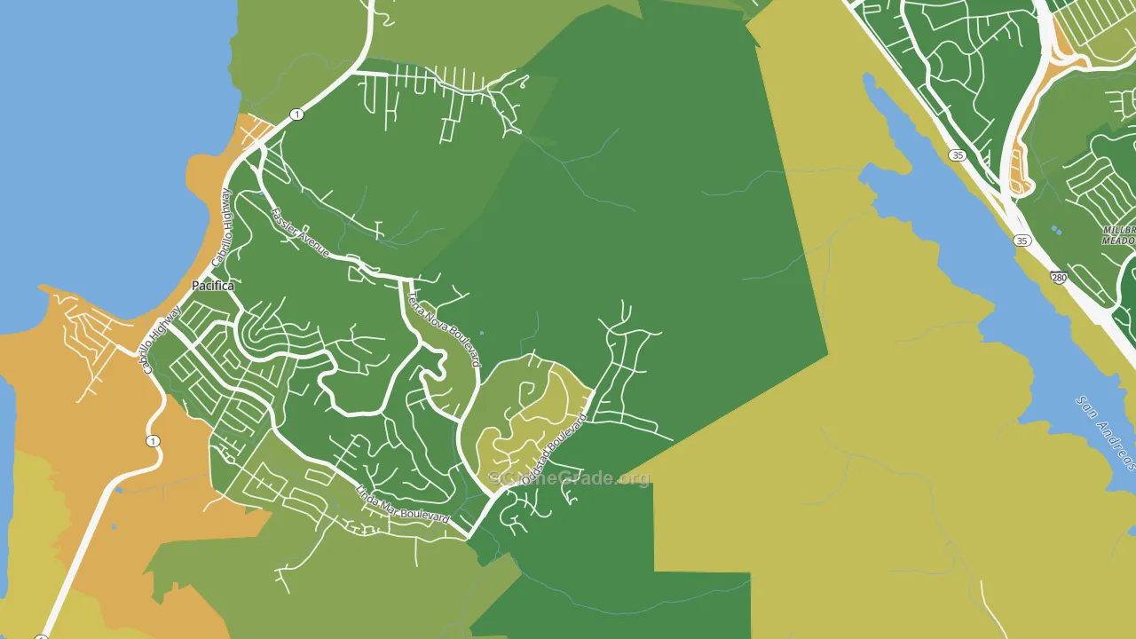 Millbrae Meadows, CA Map of Assault Rates