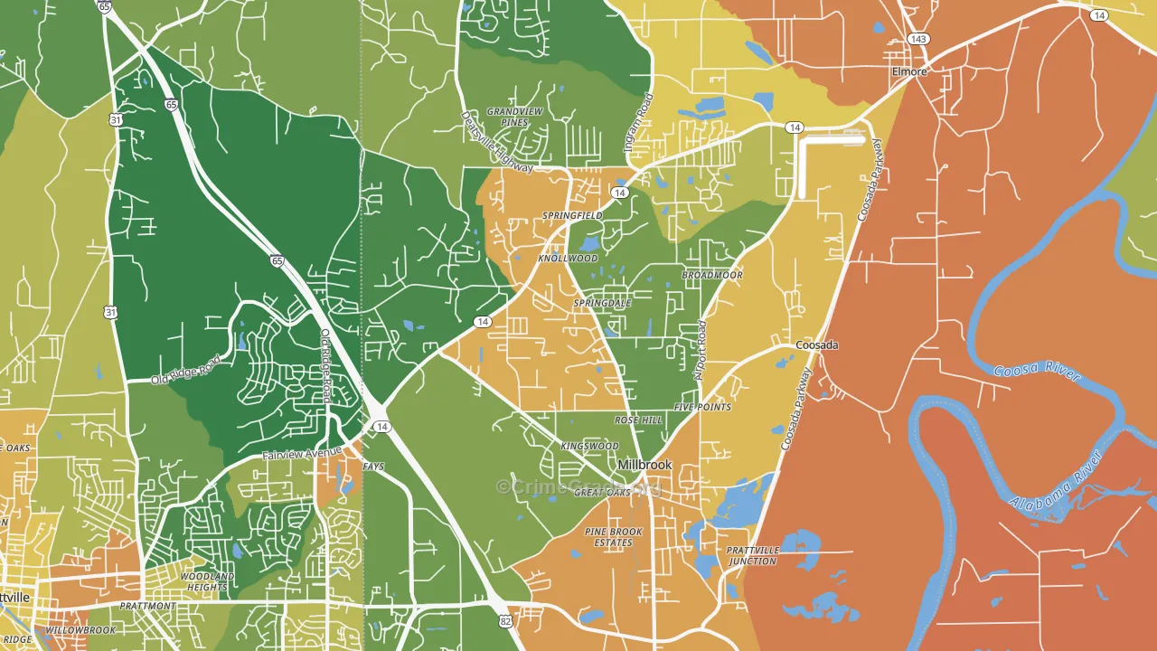 Millbrook, AL Map of Assault Rates