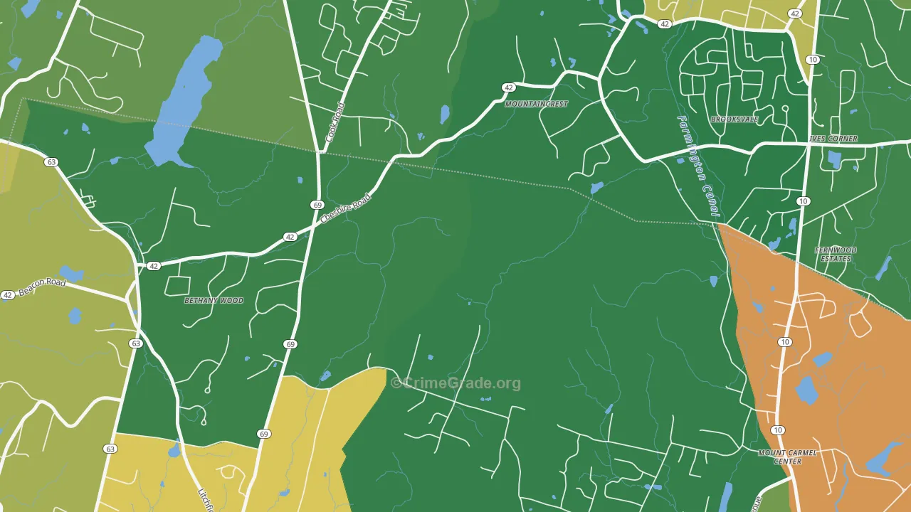 Millbrook, CT Map of Assault Rates