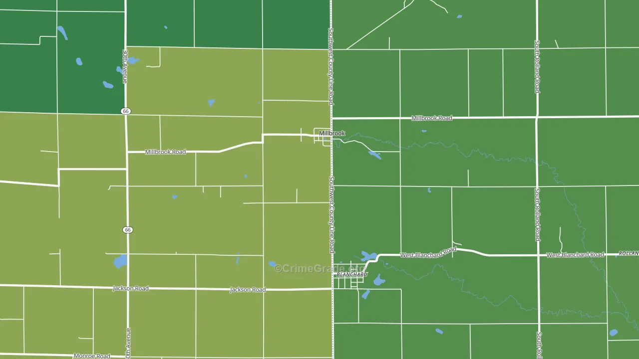 Millbrook, MI Map of Assault Rates