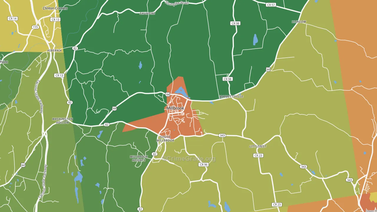 Millbrook, NY Map of Assault Rates