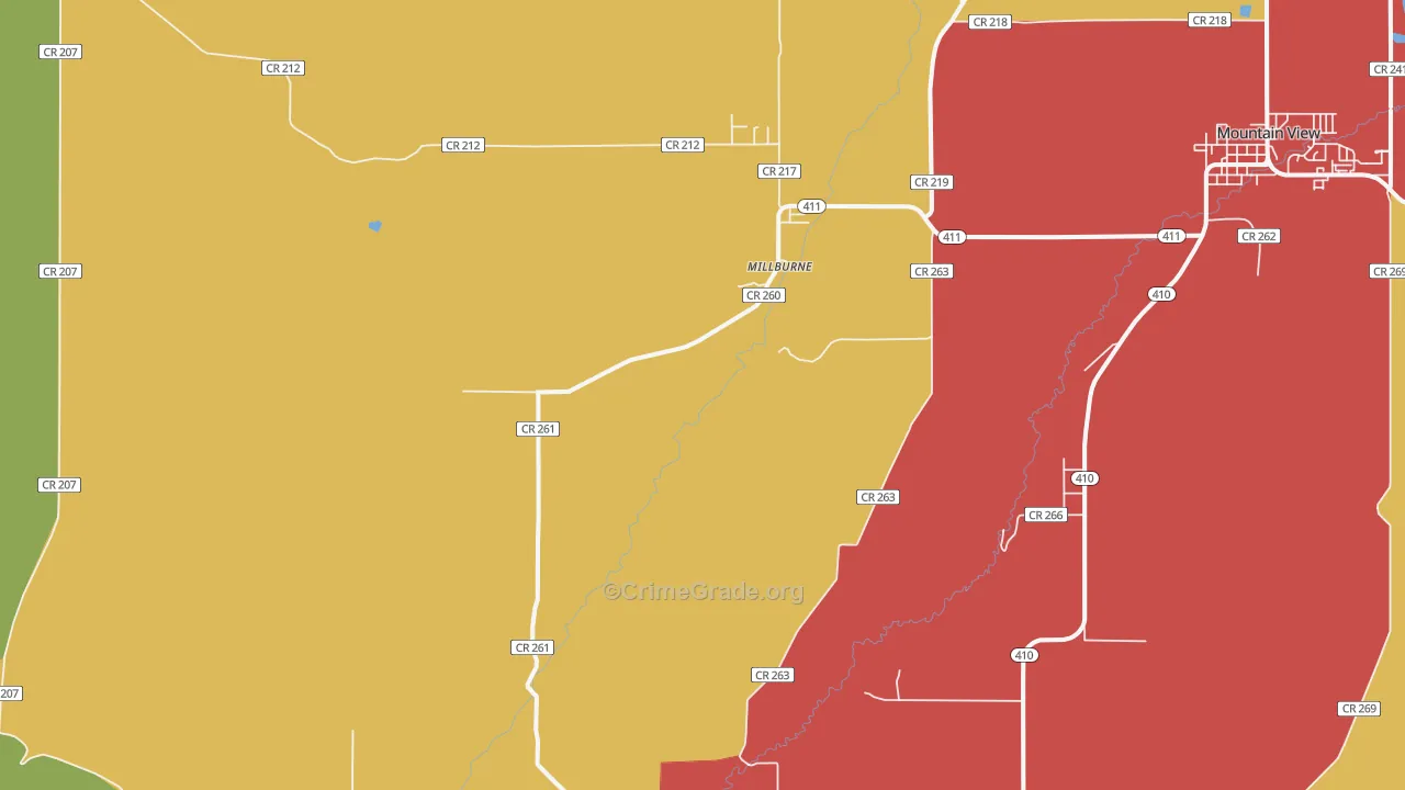 Millburne, WY Map of Assault Rates