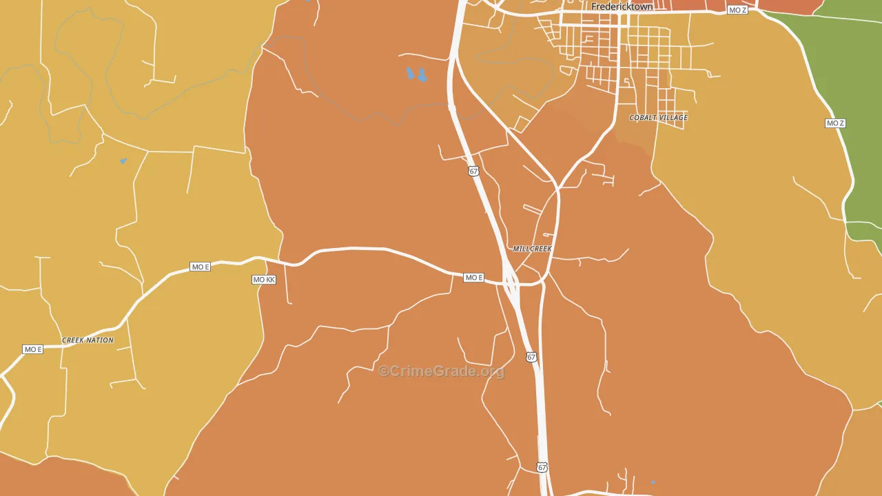 Millcreek, MO Map of Assault Rates