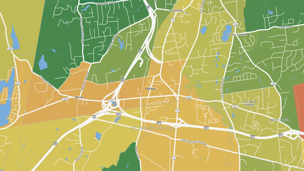 Milldale, CT Map of Assault Rates