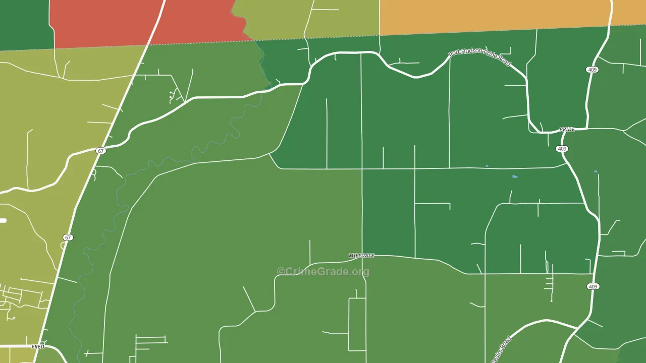 Milldale, LA Map of Assault Rates