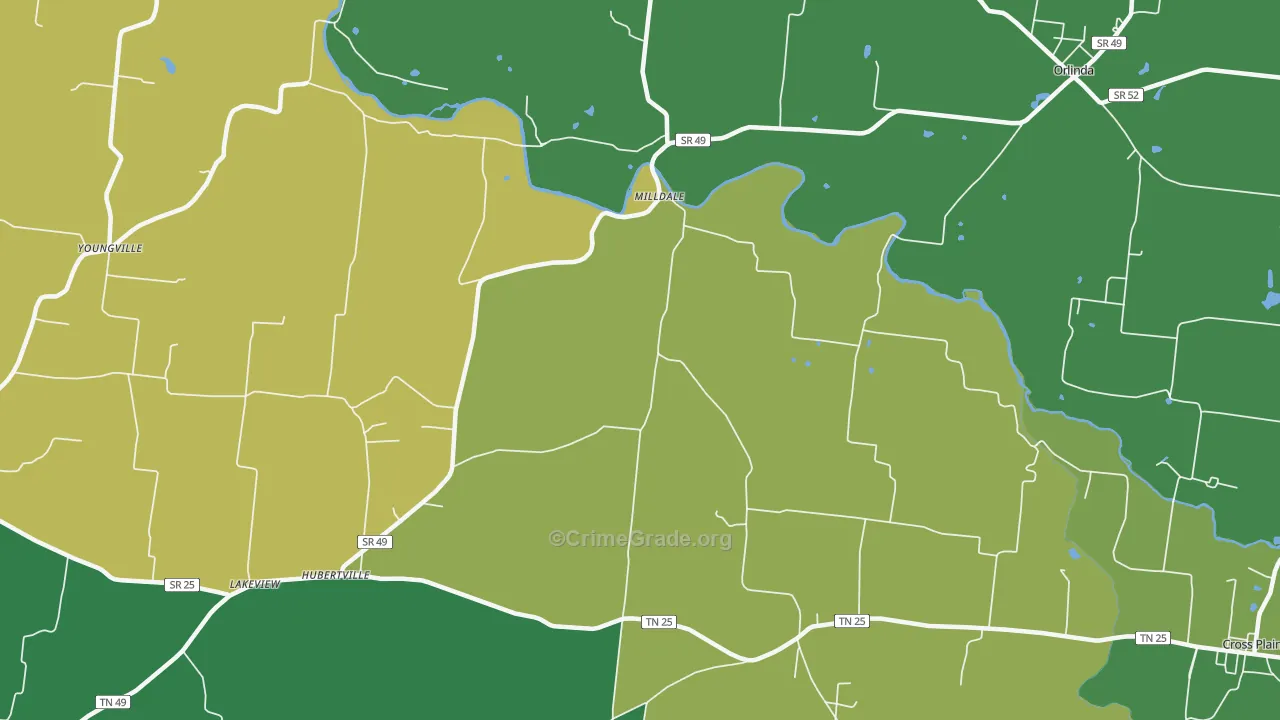Milldale, TN Map of Assault Rates