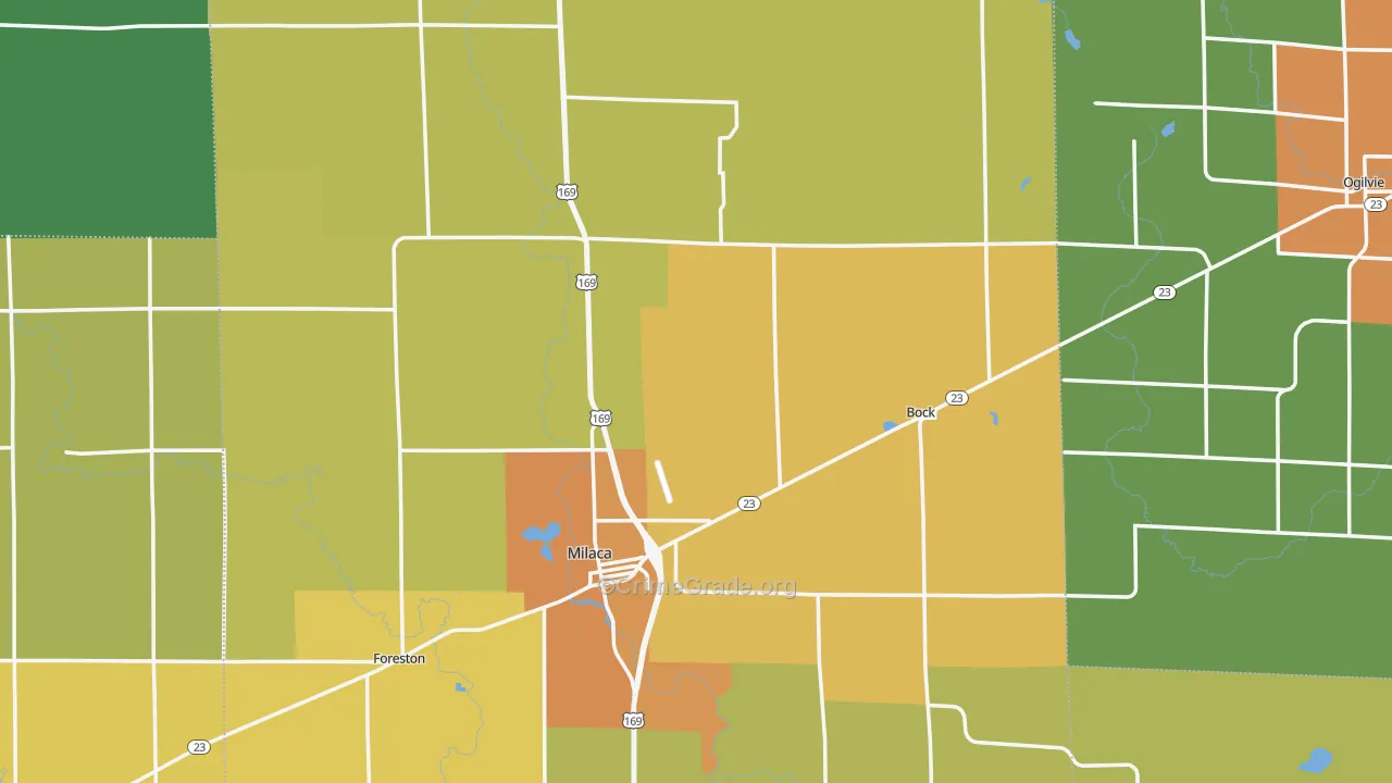 Mille Lacs County, MN Map of Assault Rates