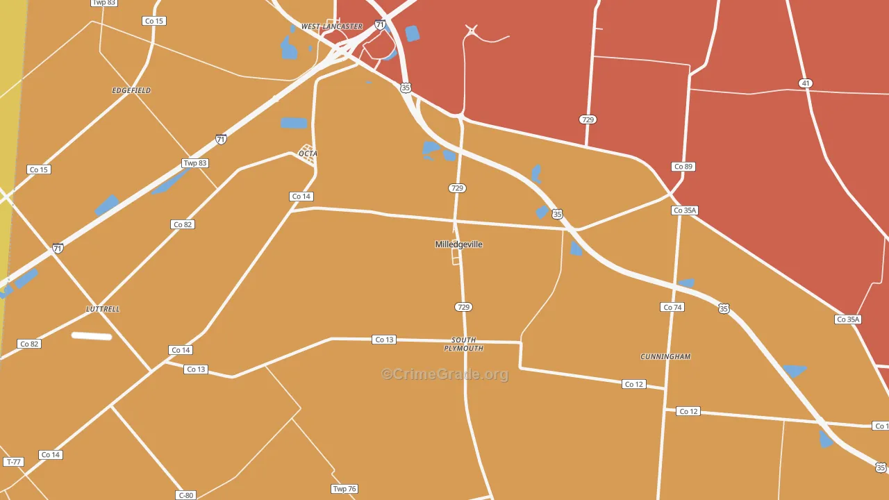 Milledgeville, OH Map of Assault Rates