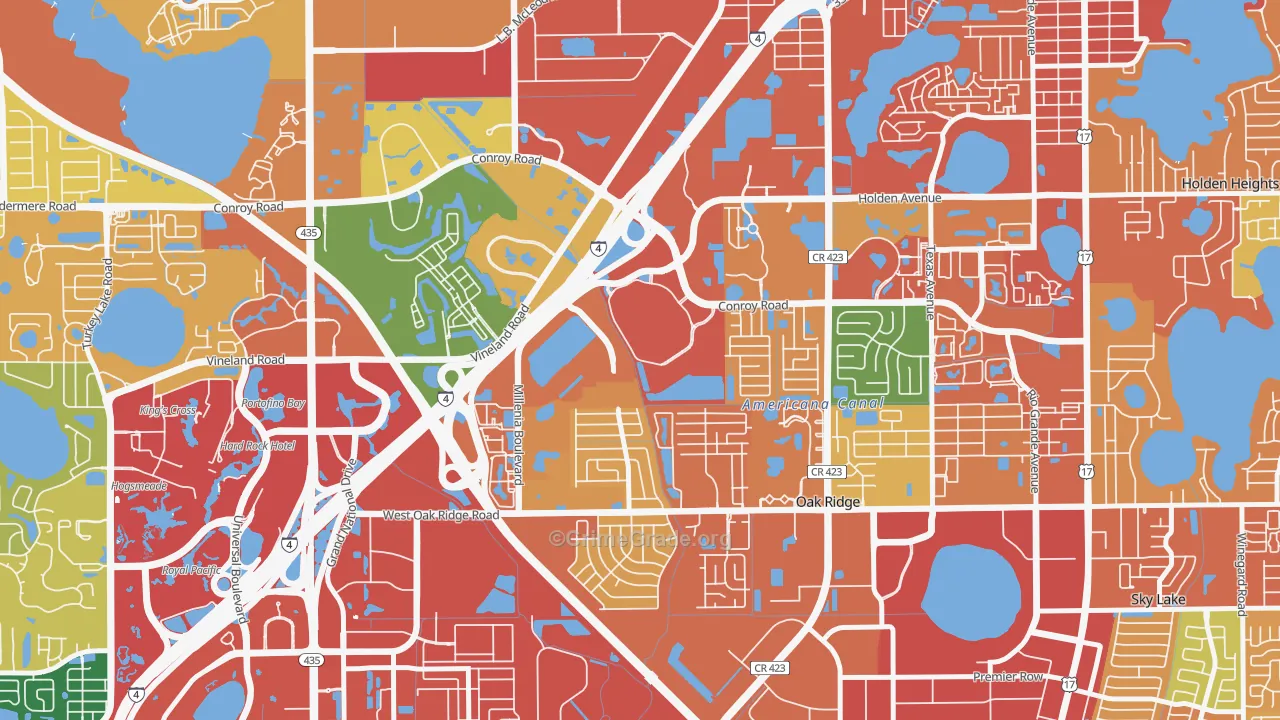 Millenia, Orlando, FL Map of Assault Rates