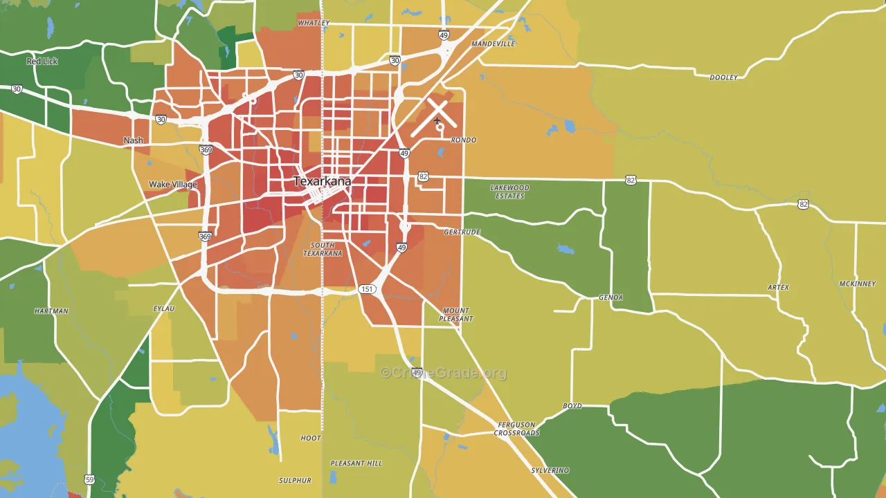 Miller County, AR Map of Assault Rates