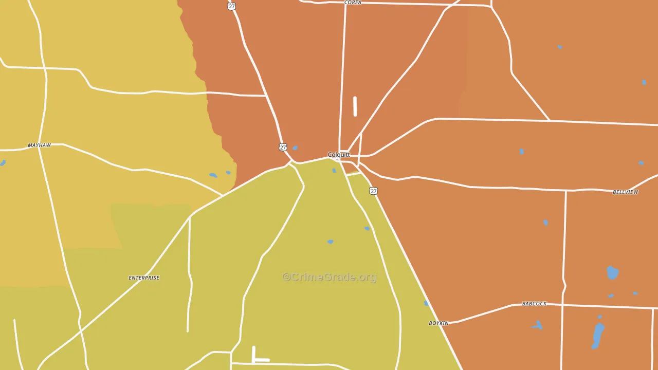 Miller County, GA Map of Assault Rates