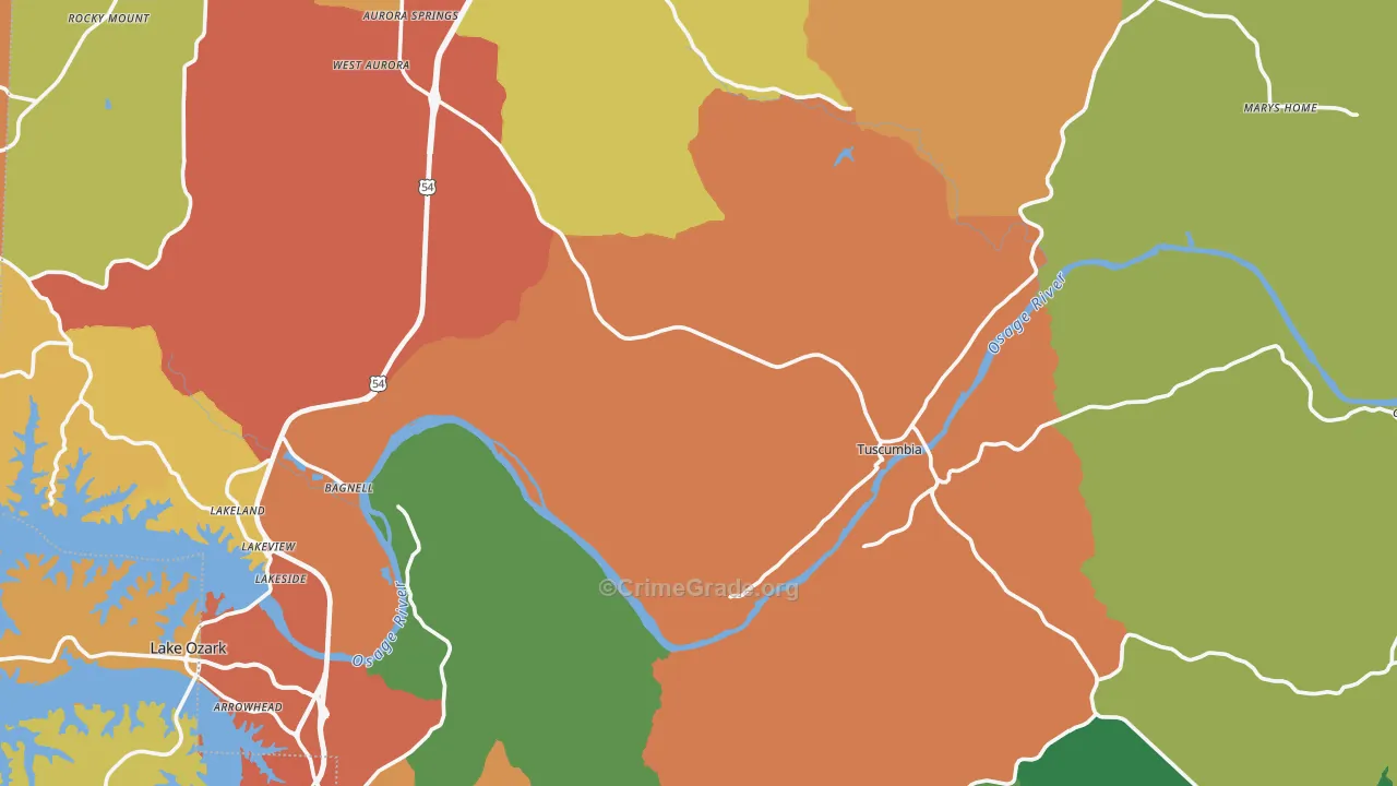 Miller County, MO Map of Assault Rates