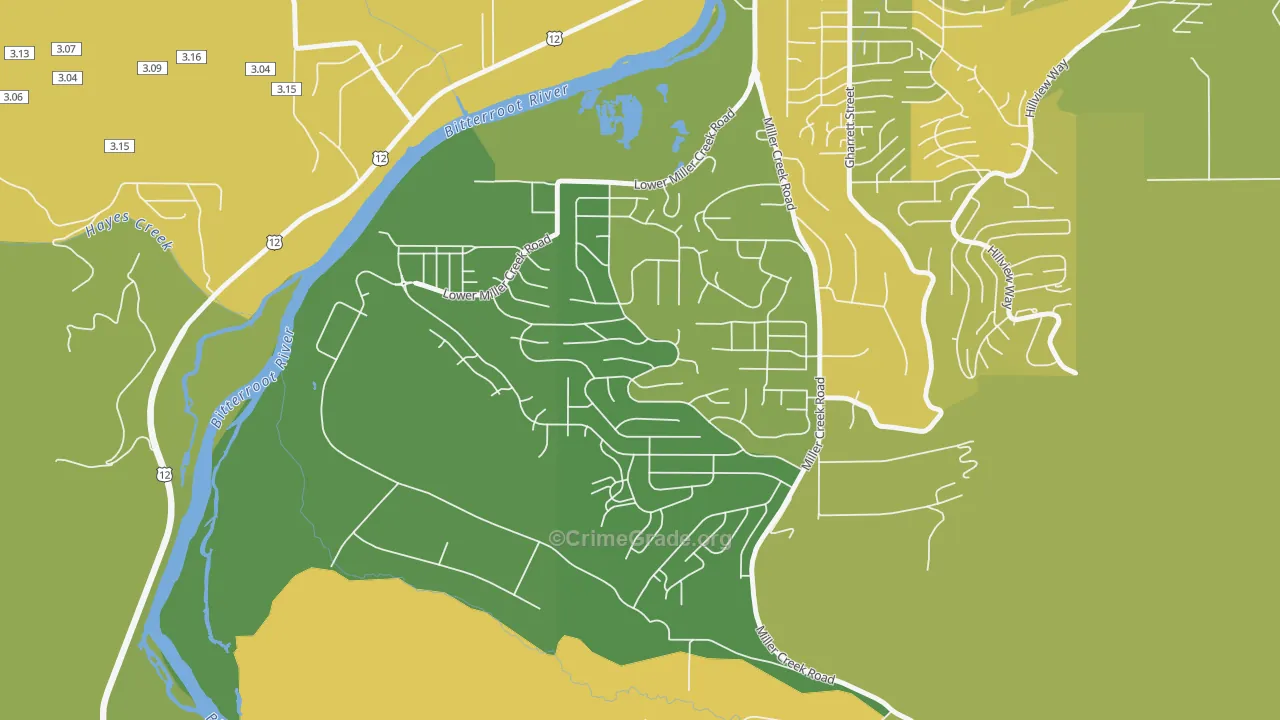 Miller Creek, Missoula, MT Map of Assault Rates
