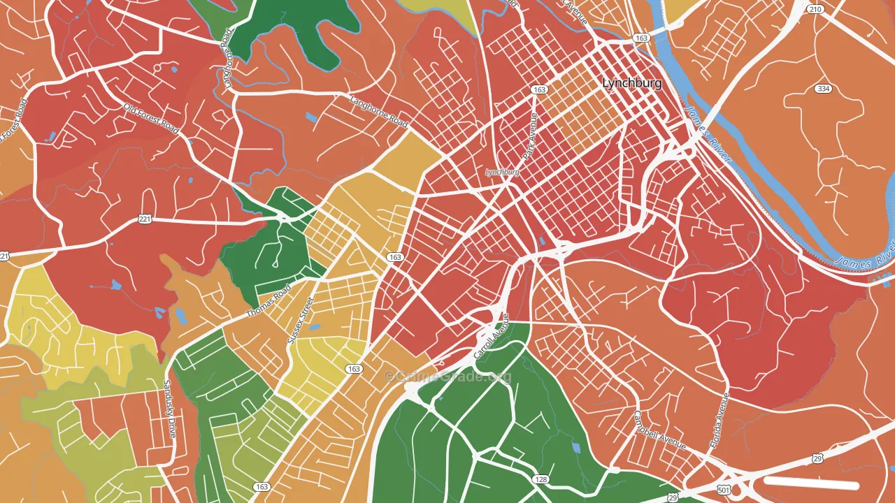 Miller Park, Lynchburg, VA Map of Assault Rates
