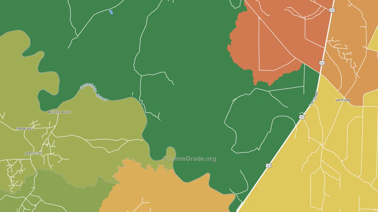 Millers Bluff, AR Map of Assault Rates