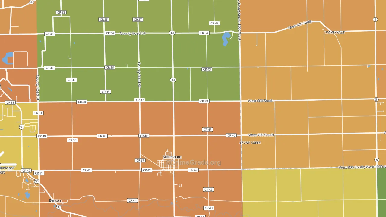Millersburg, IN Map of Assault Rates