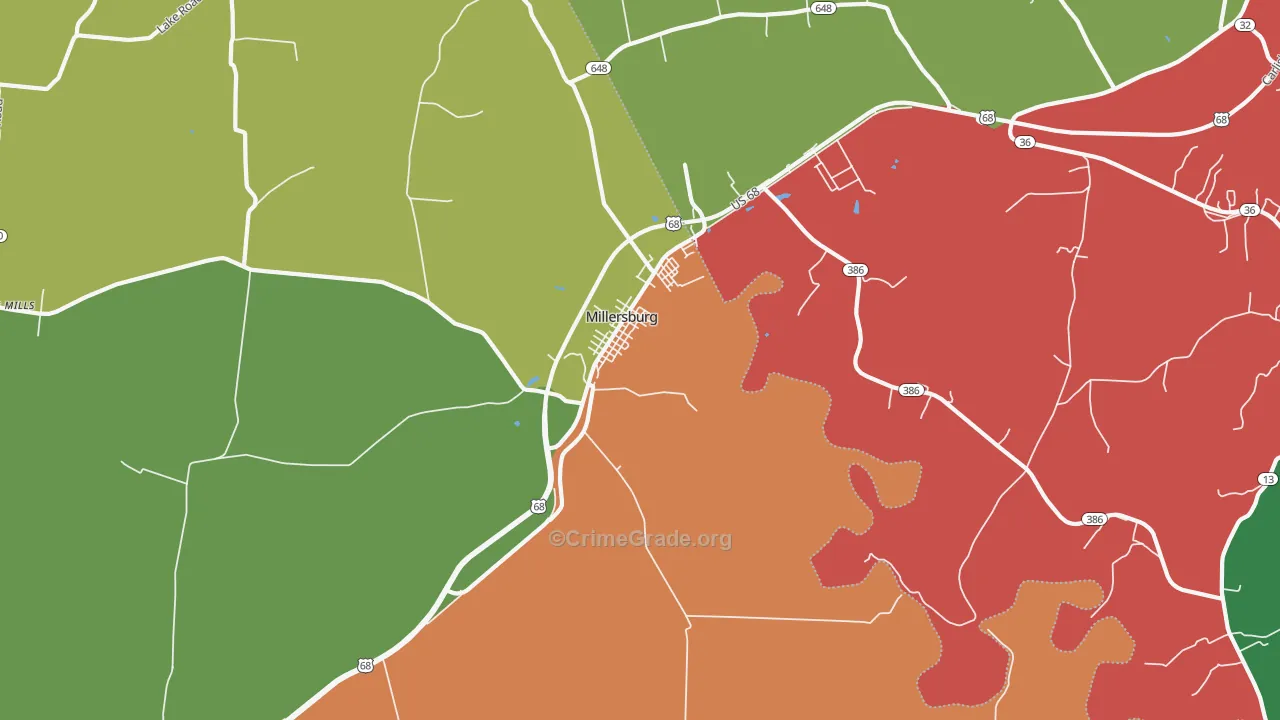 Millersburg, KY Map of Assault Rates